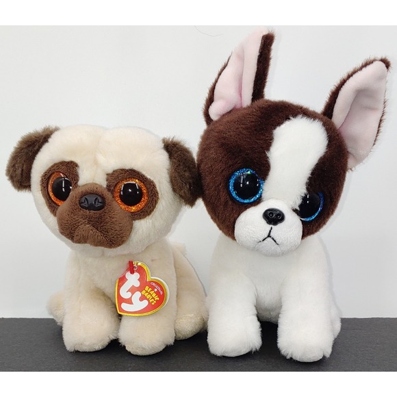 Ty Other - Ty Beanie Boos Rufus The Pug And Portia The Frenchie 6" Plush Lot Of 2